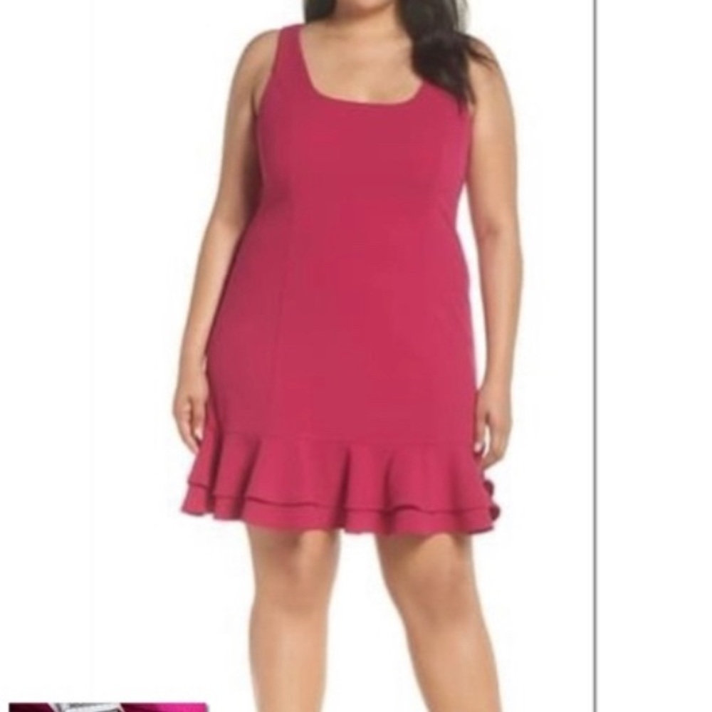 CHELSEA28 Pink fuchsia ruffle hem dress - Picture 2 of 6